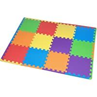 Alfombra de Juegos Edukit de Espuma EVA- 12 Piezas y 14 Bordes- 30 x 30cm- Baldosas Puzzle Multicolores – Una zona de…